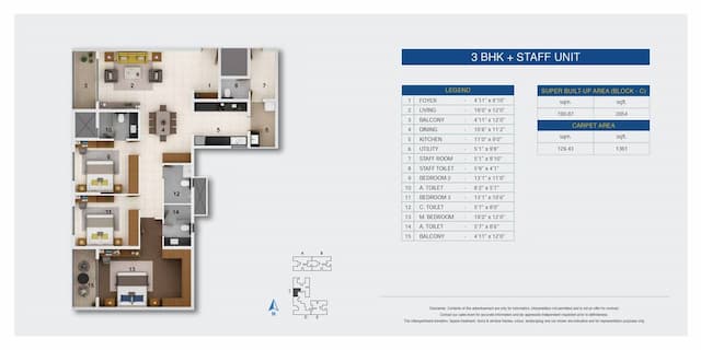 Adarsh Crest - 3 BHK Floor Plan