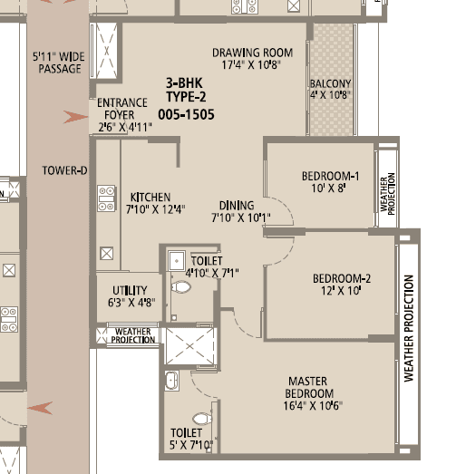 Arvind Bel Air - 2.5BHK Floor Plan