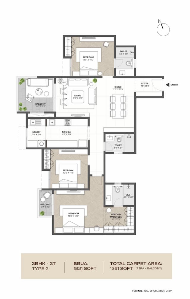 Assetz Ren & Rei - 3 BHK Floor Plan