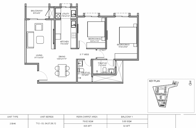 Birla Evara - 2BHK Floor Plan