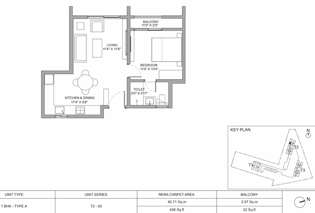 Birla Ojasvi - 1BHK Floor Plan