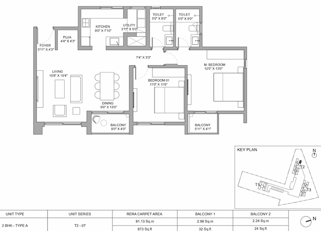 Birla Ojasvi - 2BHK Floor Plan