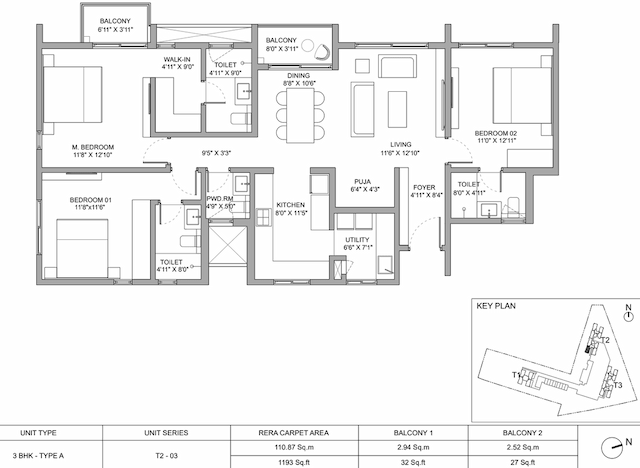 Birla Ojasvi - 3BHK Floor Plan