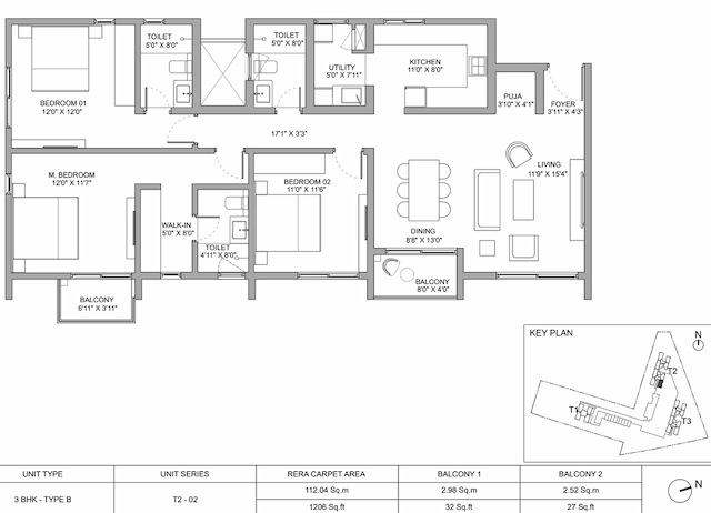 Birla Ojasvi - 3BHK Floor Plan