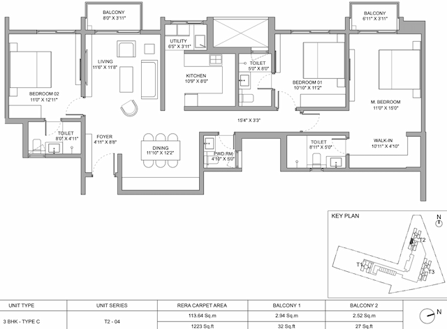 Birla Ojasvi - 3BHK Floor Plan