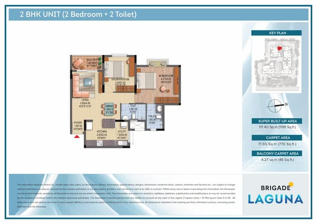 Brigade Laguna - 2 BHK Floor Plan