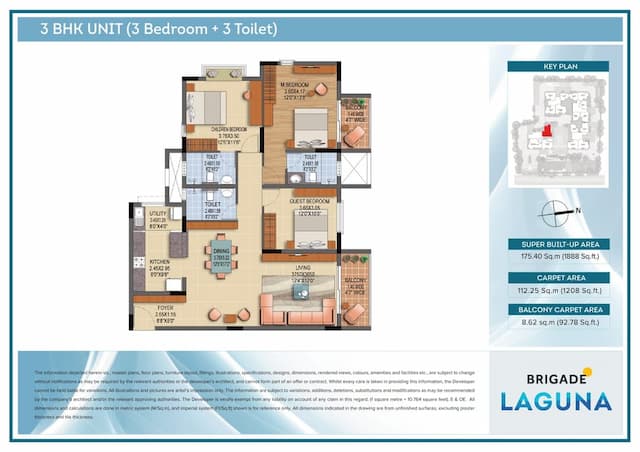 Brigade Laguna - 3 BHK Floor Plan