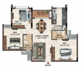 Casagrand Hazen - 2 BHK Floor Plan