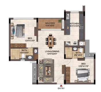 Casagrand Hazen - 2 BHK Floor Plan
