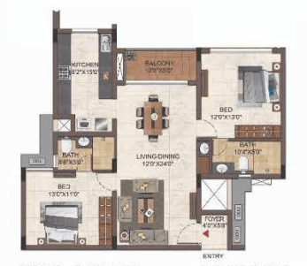 Casagrand Hazen - 2 BHK Floor Plan