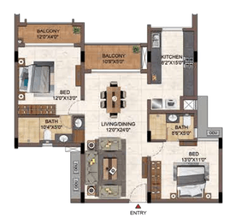 Casagrand Hazen - 2 BHK Floor Plan