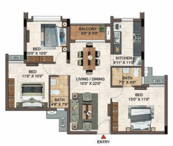 Casagrand Hazen - 3 BHK Floor Plan