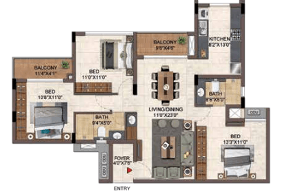 Casagrand Hazen - 3 BHK Floor Plan