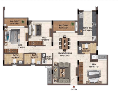 Casagrand Hazen - 3 BHK Floor Plan