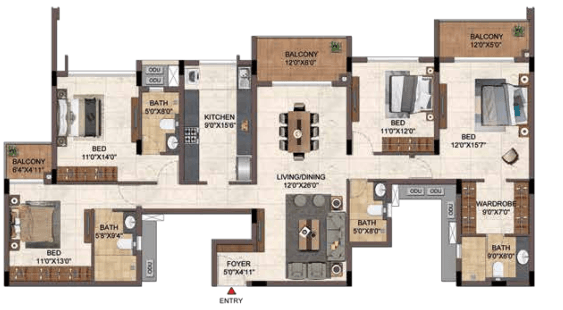 Casagrand Hazen - 4 BHK Floor Plan