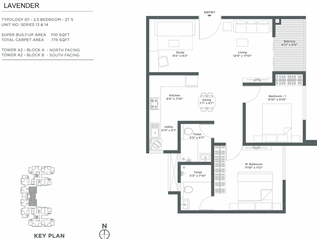 Embassy Verde - 2.5 BHK Floor Plan