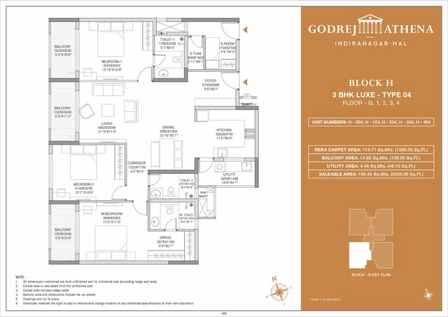 Godrej Athena - 3.5 BHK Floor Plan