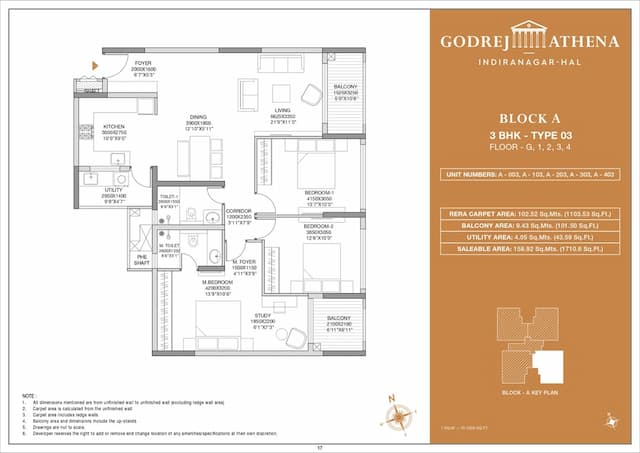 Godrej Athena - 3 BHK Floor Plan