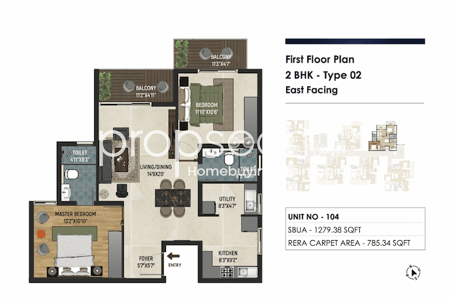 Inspira Infinity - 2 BHK Floor Plan