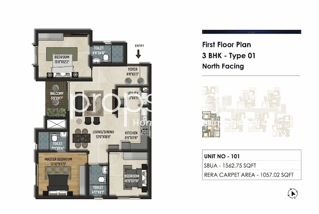 Inspira Infinity - 3 BHK Floor Plan