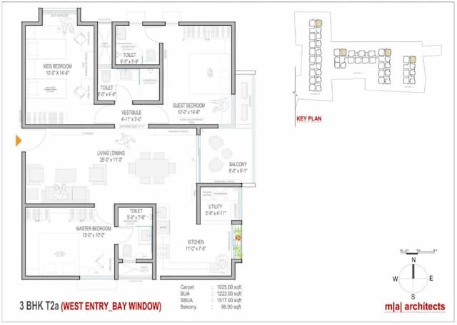 Mahendra Aarya - 3 BHK Floor Plan