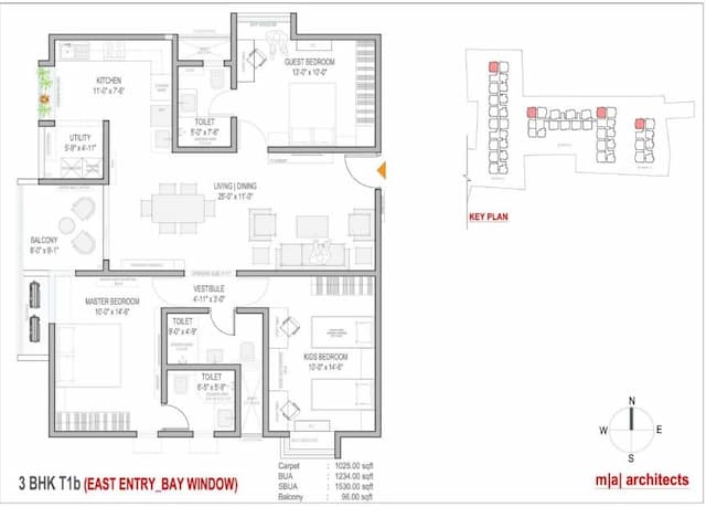 Mahendra Aarya - 3 BHK Floor Plan
