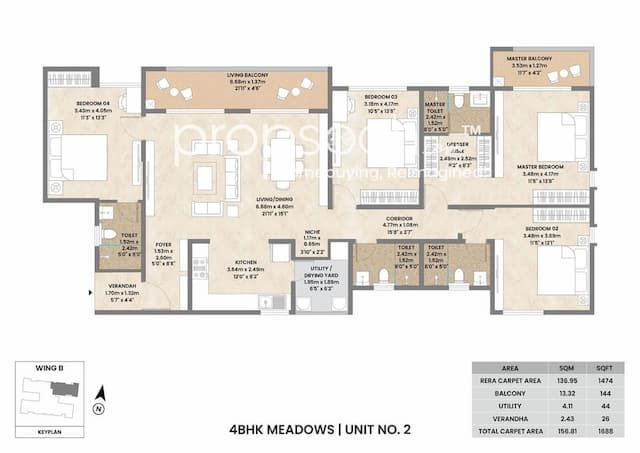 Mahindra Zen - 4 BHK Floor Plan