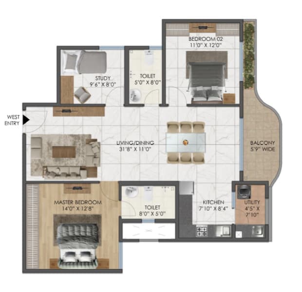 Mana Cresta - 2.5 BHK Floor Plan