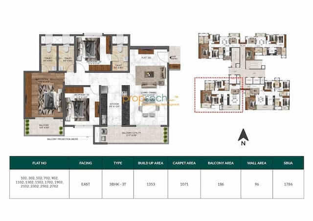 Mana Dale - 3BHK Floor Plan
