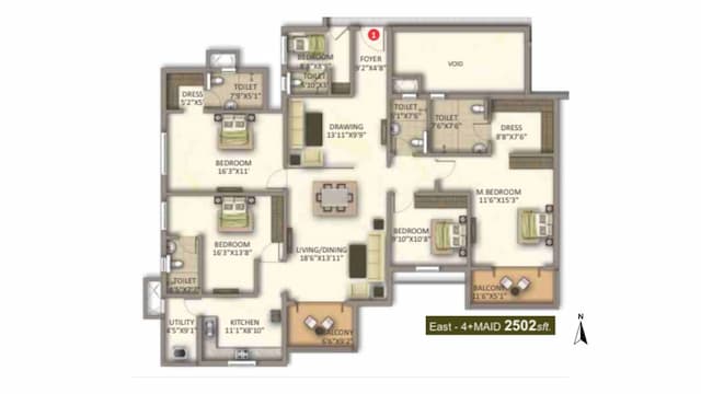 Meda East Winds - 4 BHK Floor Plan
