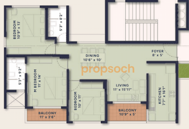 Ranka Ankura - 3BHK Floor Plan