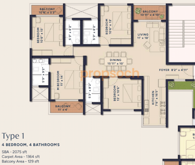 Ranka Ankura - 4BHK Floor Plan