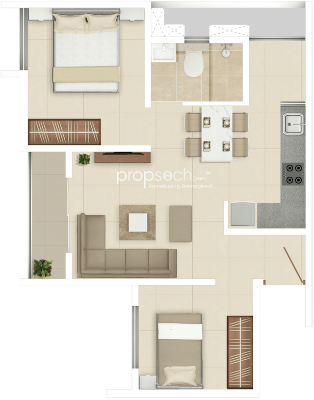 Rohan Ekanta - 1.5 BHK Floor Plan