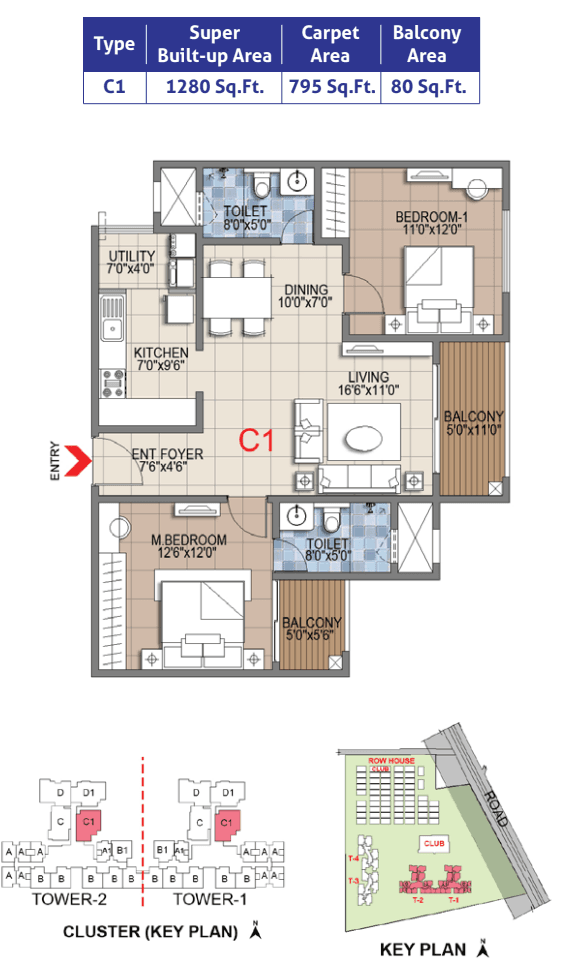 Sattva Songbird - 2 BHK Floor Plan
