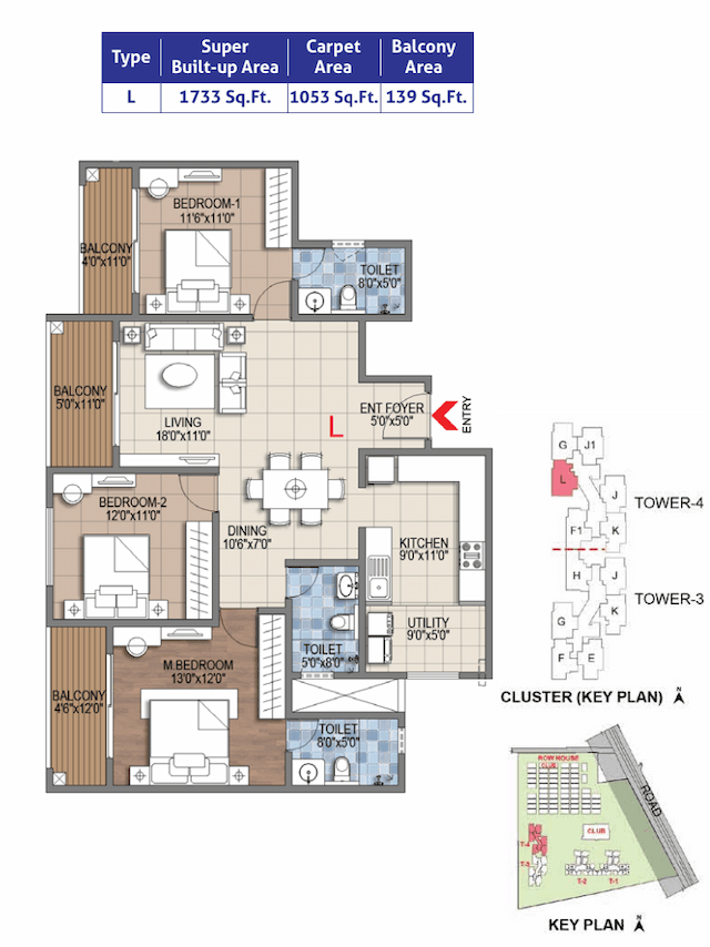 Sattva Songbird - 3 BHK Floor Plan