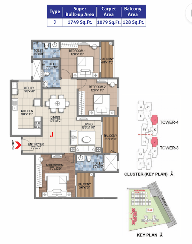 Sattva Songbird - 3 BHK Floor Plan