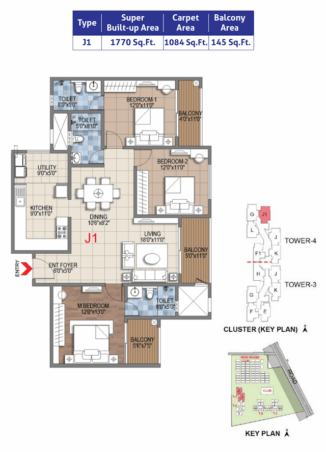 Sattva Songbird - 3 BHK Floor Plan