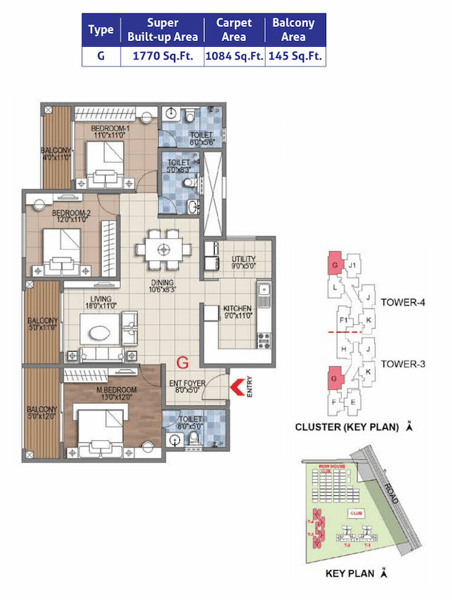 Sattva Songbird - 3 BHK Floor Plan