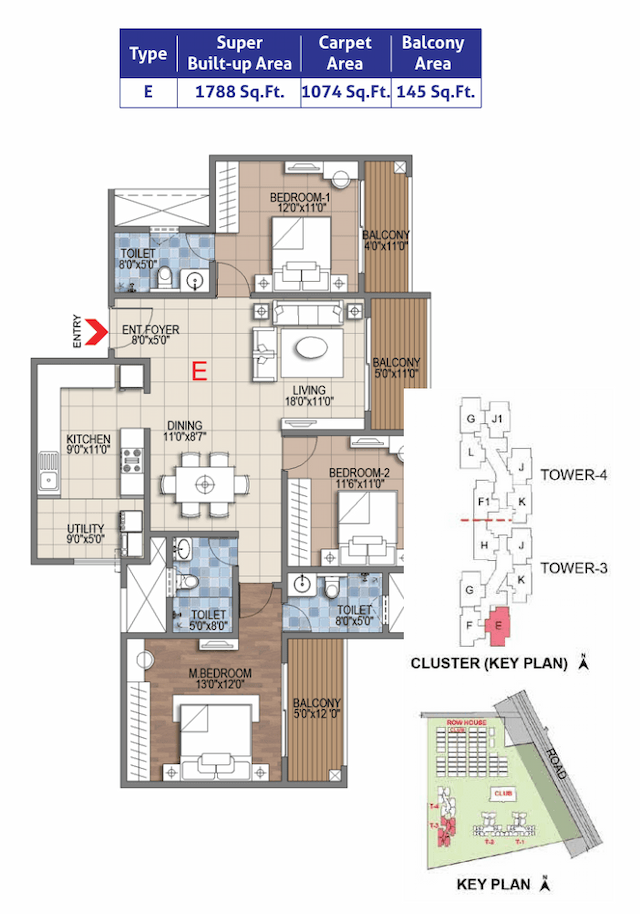 Sattva Songbird - 3 BHK Floor Plan