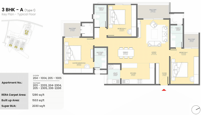 Serene Heights 1 - 3 BHK Floor Plan