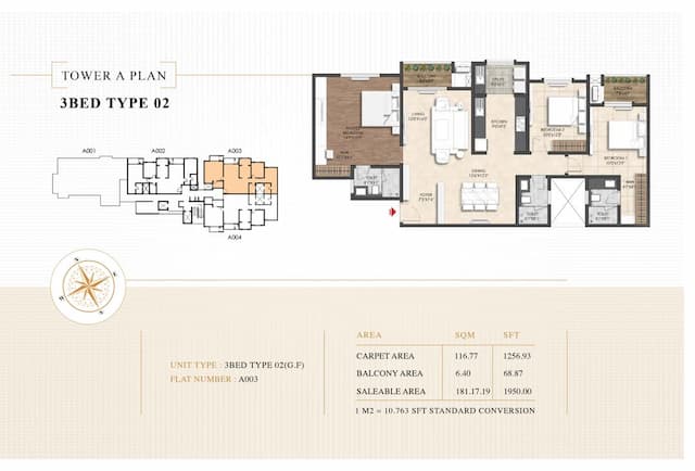 Shriram Esquire - 3BHK Floor Plan