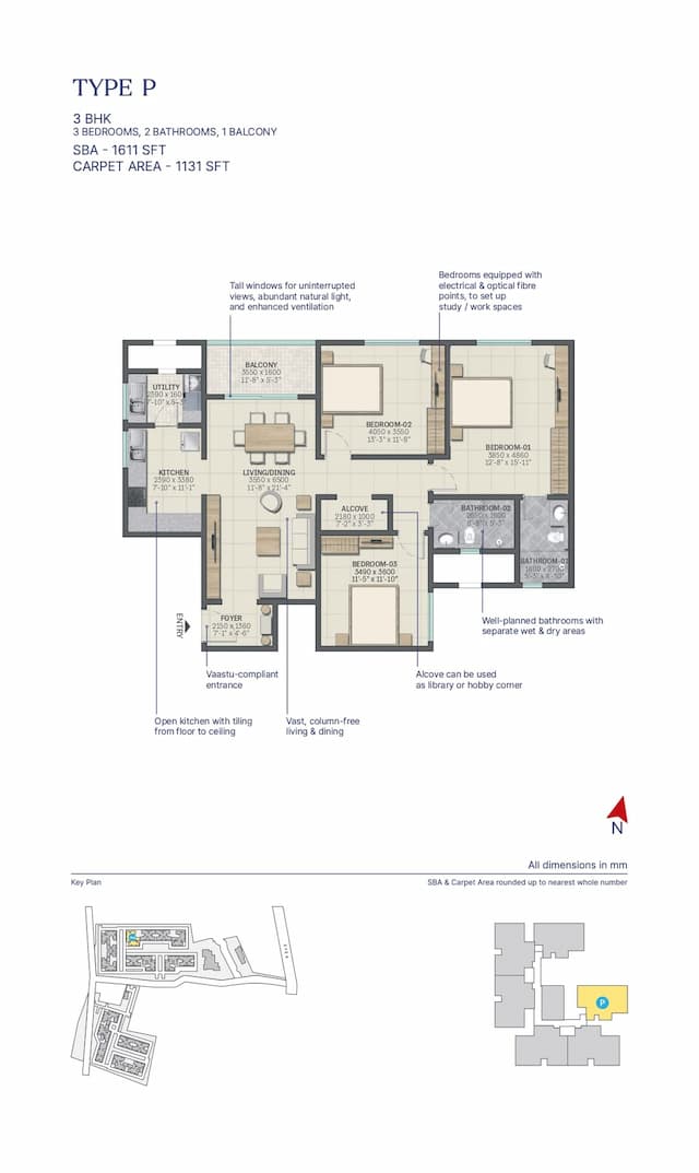 Sobha Neopolis - 3BHK Floor Plan