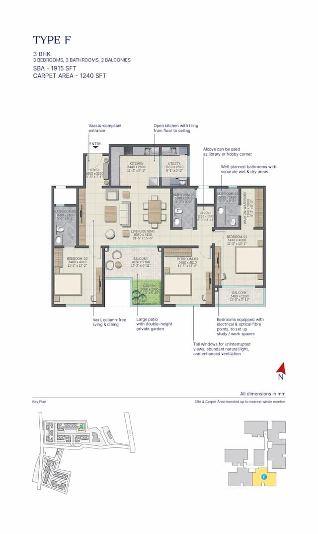 Sobha Neopolis - 3BHK Floor Plan