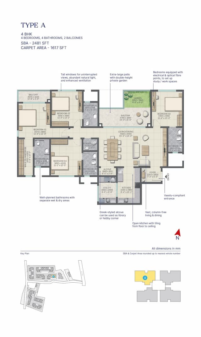 Sobha Neopolis - 4BHK Floor Plan