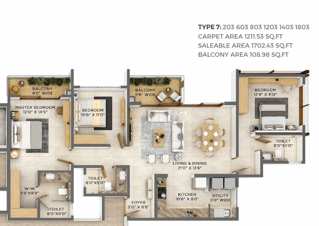 VBHC Aurora - 3BHK Floor Plan