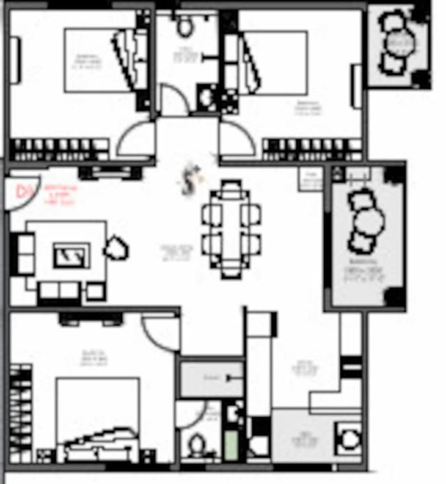 Ankuraa Meridian - 3 BHK Floor Plan