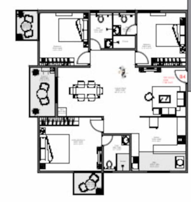 Ankuraa Meridian - 3 BHK Floor Plan