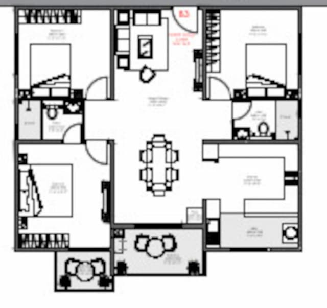 Ankuraa Meridian - 3 BHK Floor Plan