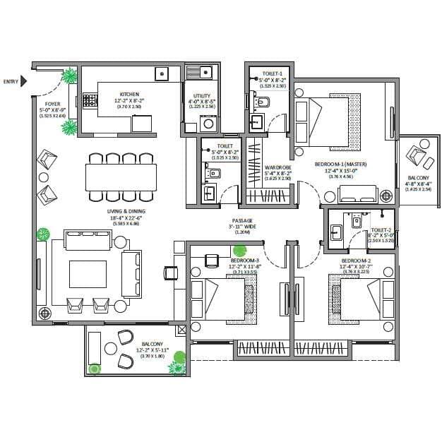 Assetz MARQ - 3 BHK Floor Plan