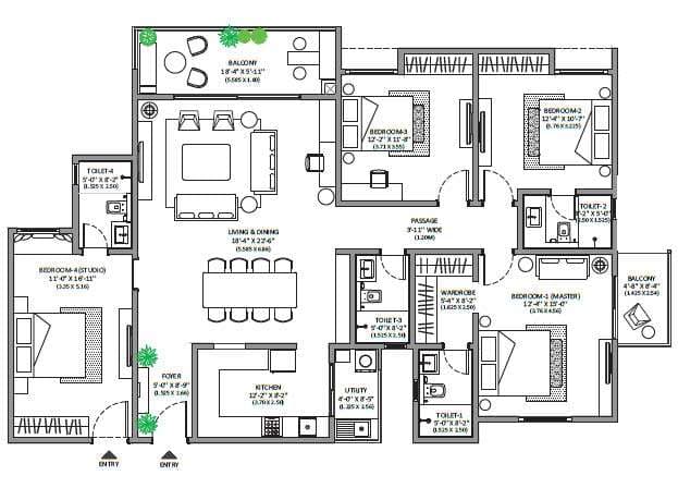 Assetz MARQ - 4 BHK Floor Plan